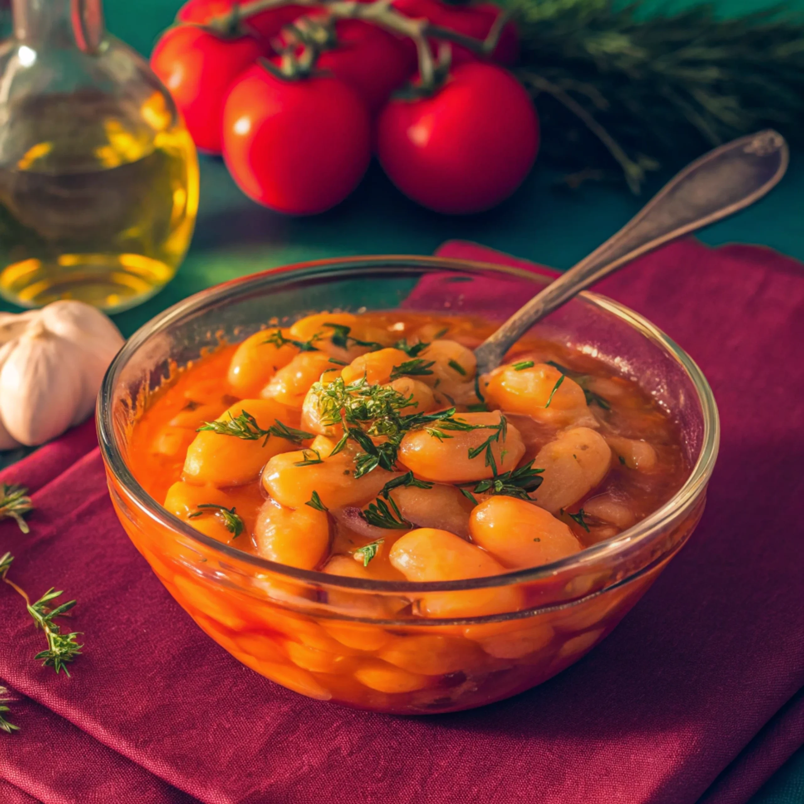 A bowl of freshly cooked butter beans garnished with herbs, placed on a rustic wooden kitchen counter. What can I do with butter beans? This image showcases their creamy texture and versatility in cooking.